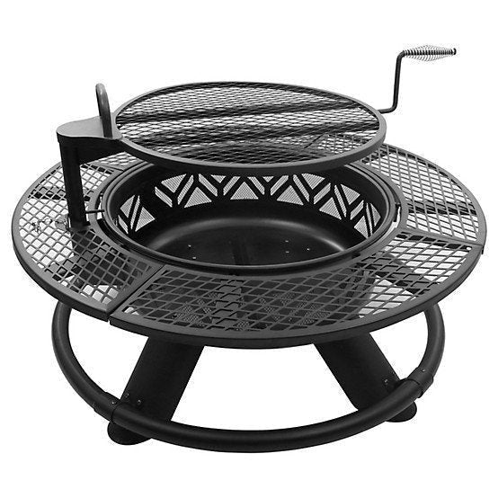Red Mountain Valley 47 in. Wood-Burning Fire Pit with Adjustable BBQ Grate, Geometric image 5