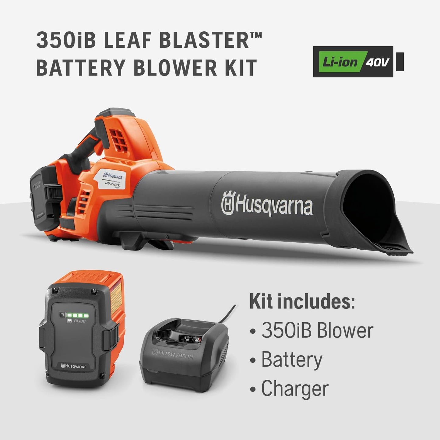 Husqvarna Leaf Blaster 350iB Cordless Leaf Blower 200 MPH, 40V Battery Included image 9