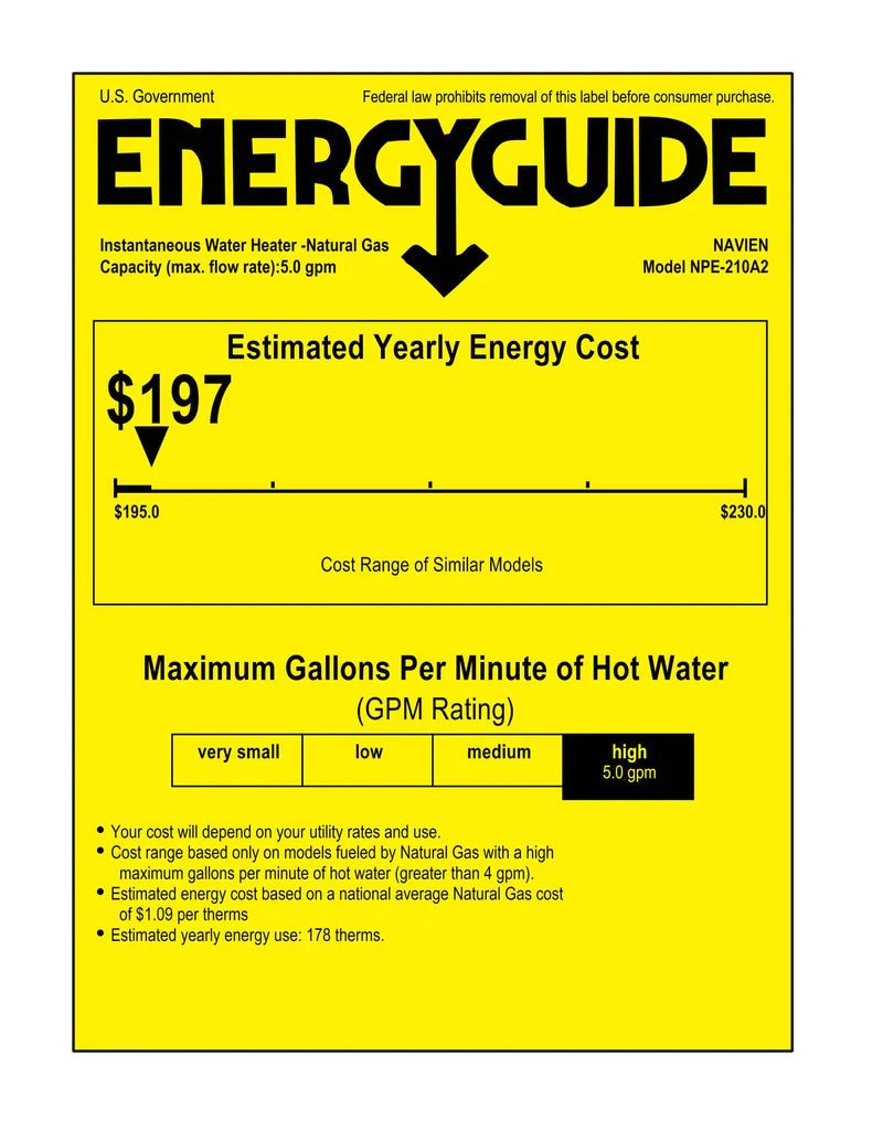 Navien NPE-210A2 High efficiency Condensing Tankless Water Heater image 1