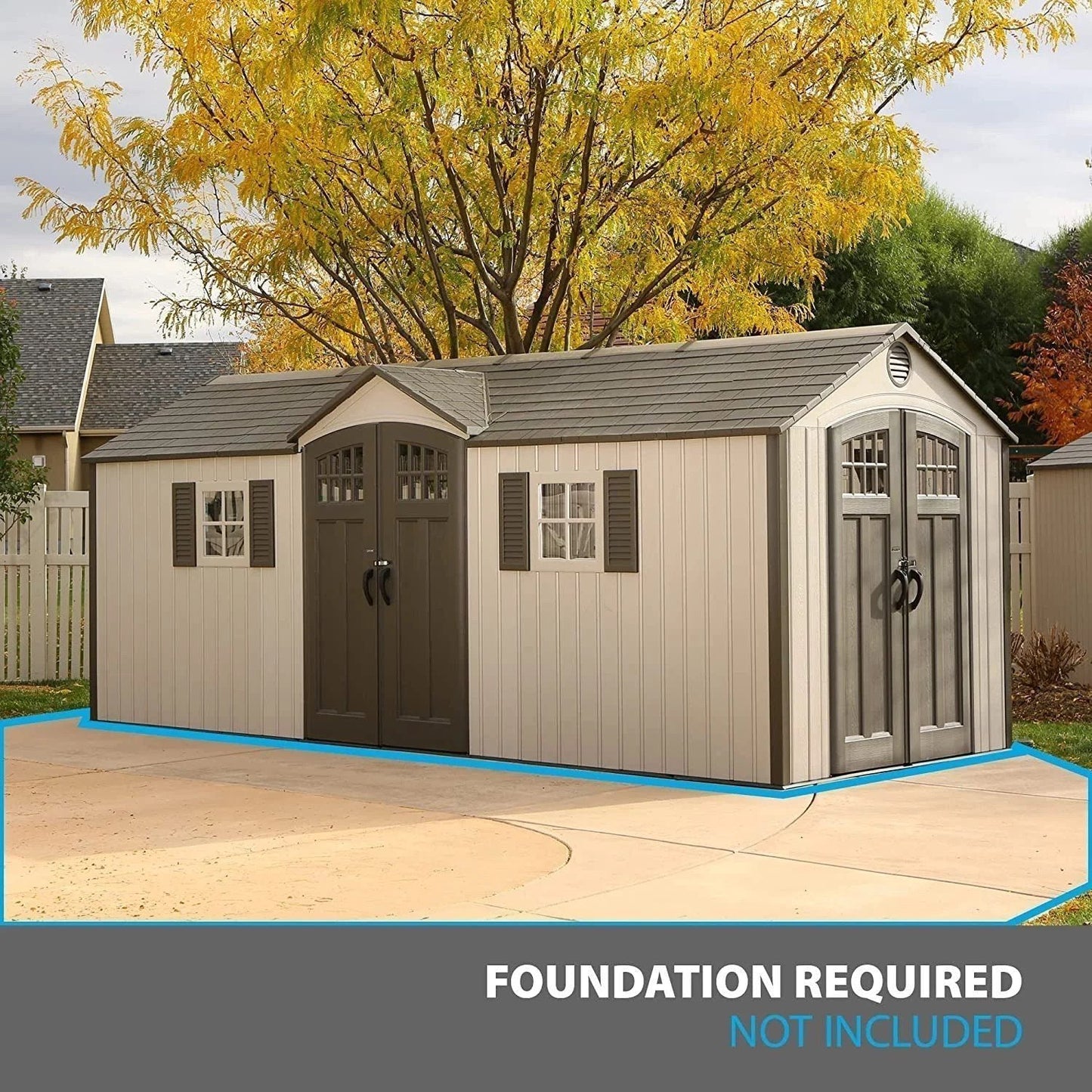 Lifetime 60127 20 x 8 Ft. Outdoor Storage Shed, Desert Sand image 0
