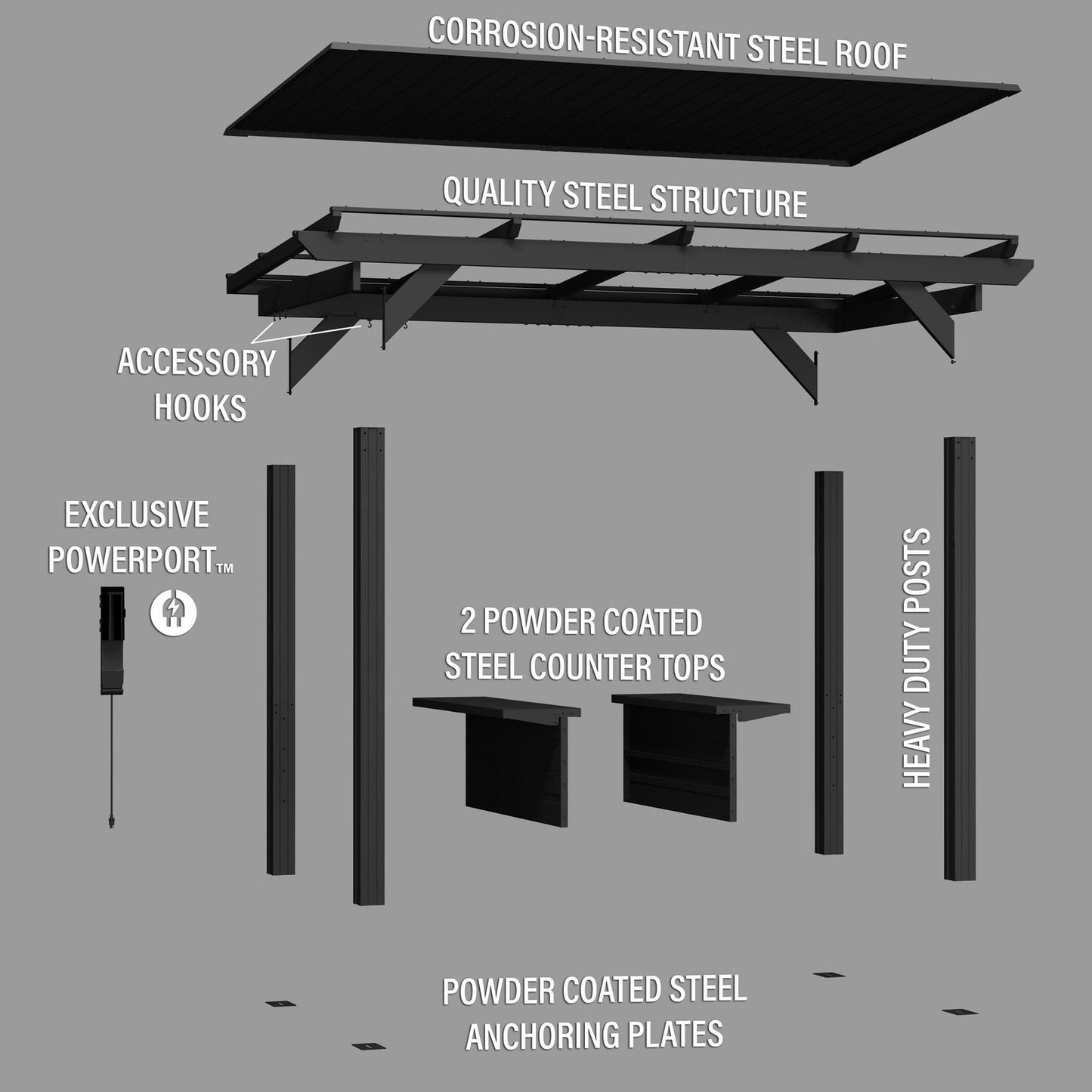Rockport XL Steel Grill Gazebo image 15