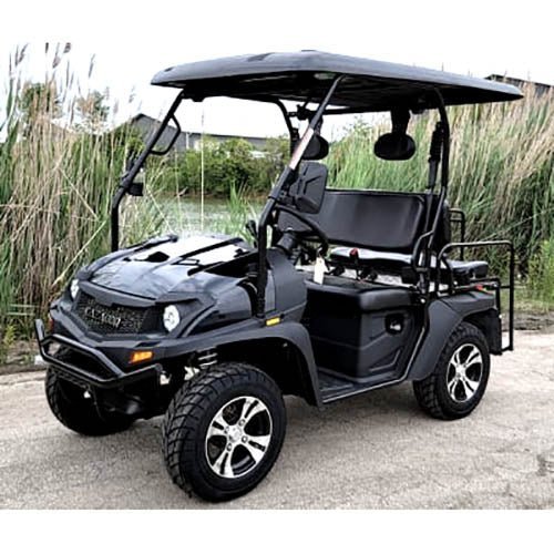 New Gas Golf Cart UTV Hybrid Big Hammer 200 GVX Side by Side UTV With Custom Rims/Tires β Black image 0