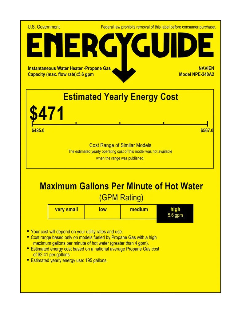 Navien NPE-240A2 High efficiency Condensing Tankless Water Heater image 1