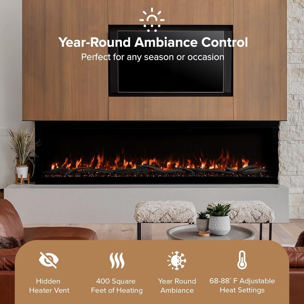 Modern Ember Highmark 60-Inch Smart Linear Electric Fireplace, WiFi & 10-Color Flames image 40