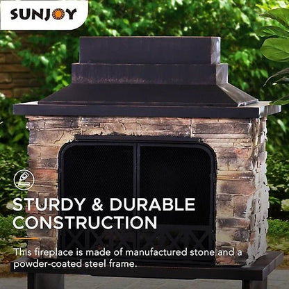 Sunjoy Canyon Wood-Burning Fireplace, Heats 2.14 sq. ft. image 2