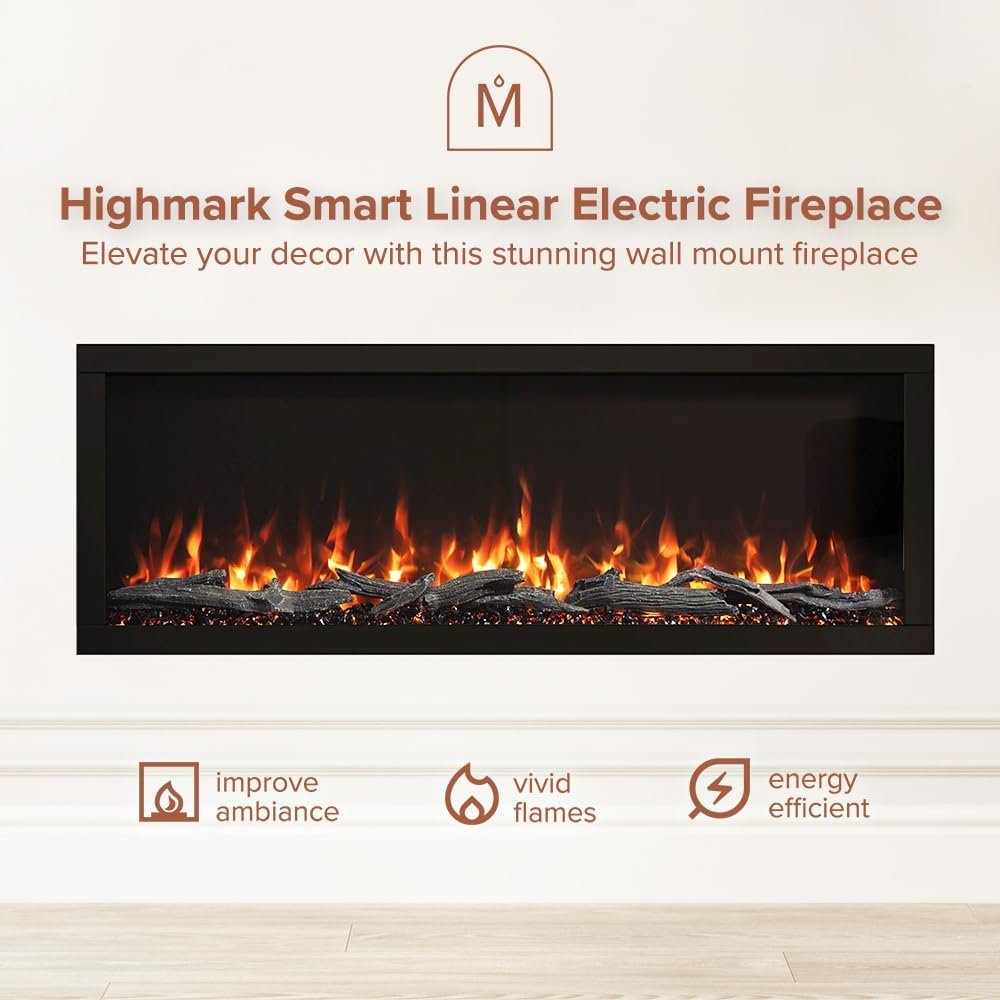 Modern Ember Highmark 60-Inch Smart Linear Electric Fireplace, WiFi & 10-Color Flames image 26