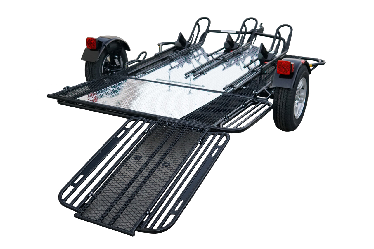 Stand, Store or Roll Ride-Up 3-Rail Motorcycle Trailer image 7