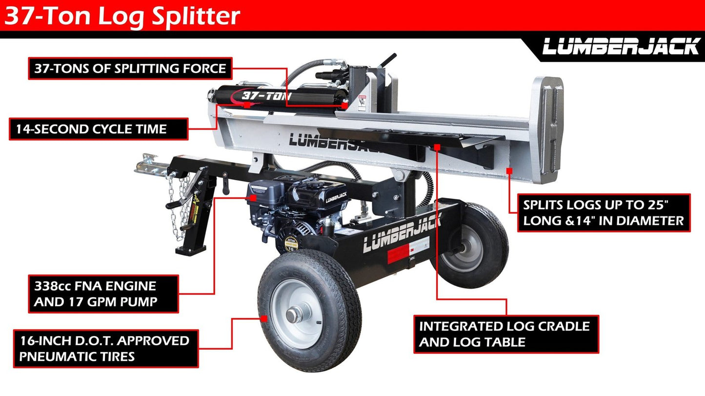 Lumber Jack 37-Ton Gas Log Splitter 208cc OHV Engine (YTL-050-494) image 2