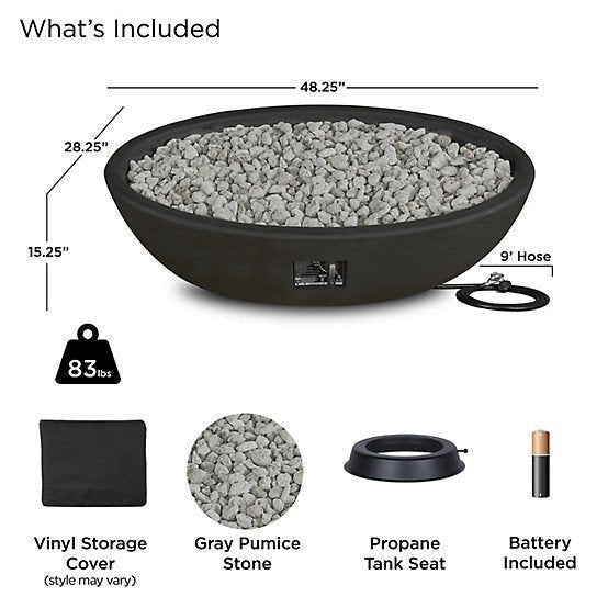 Real Flame 48.25 in. x 28.25 in. Riverside Oval Propane Gas Fire Bowl, Shale image 3