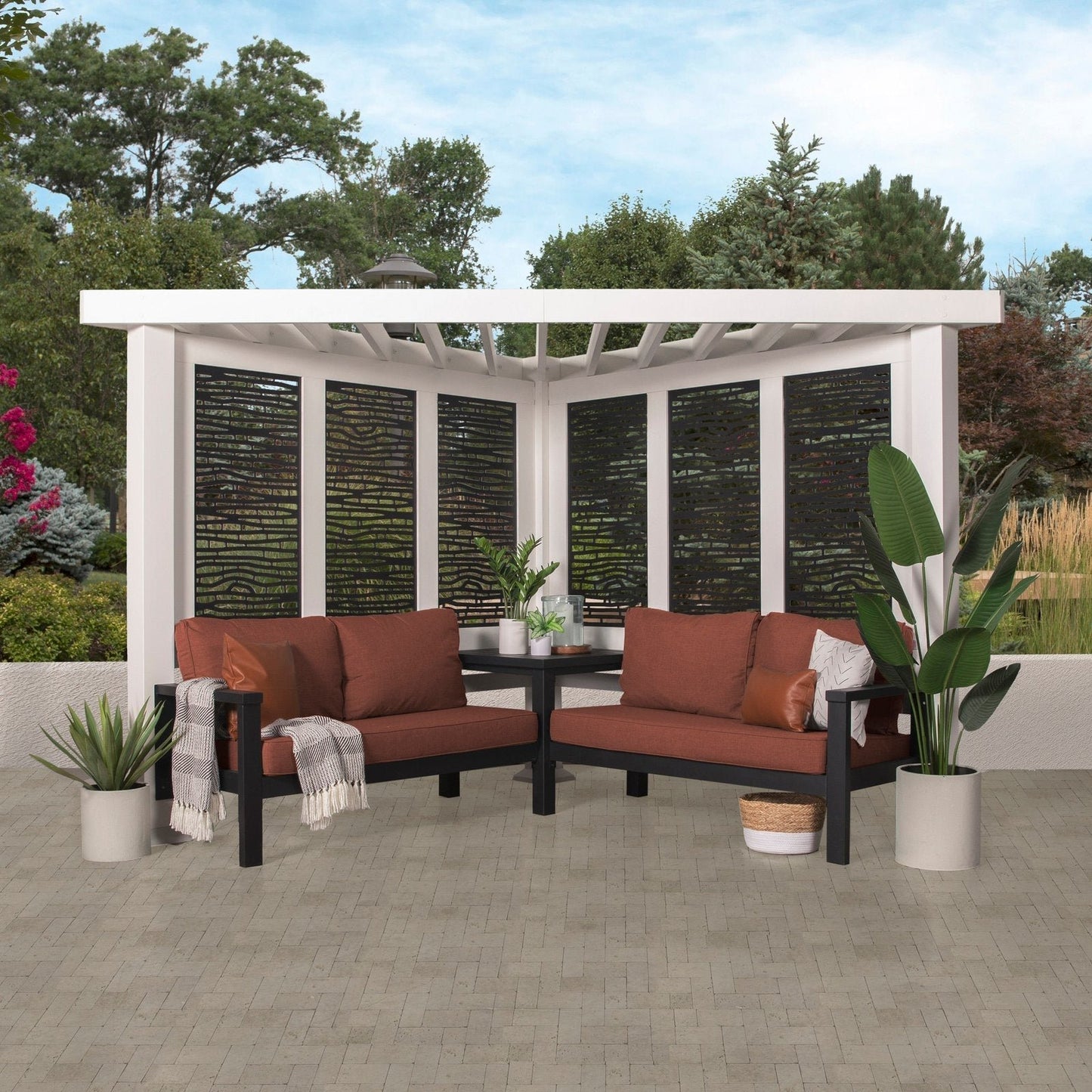 Ridgedale Modern Steel Cabana Pergola with Conversational Seating image 2