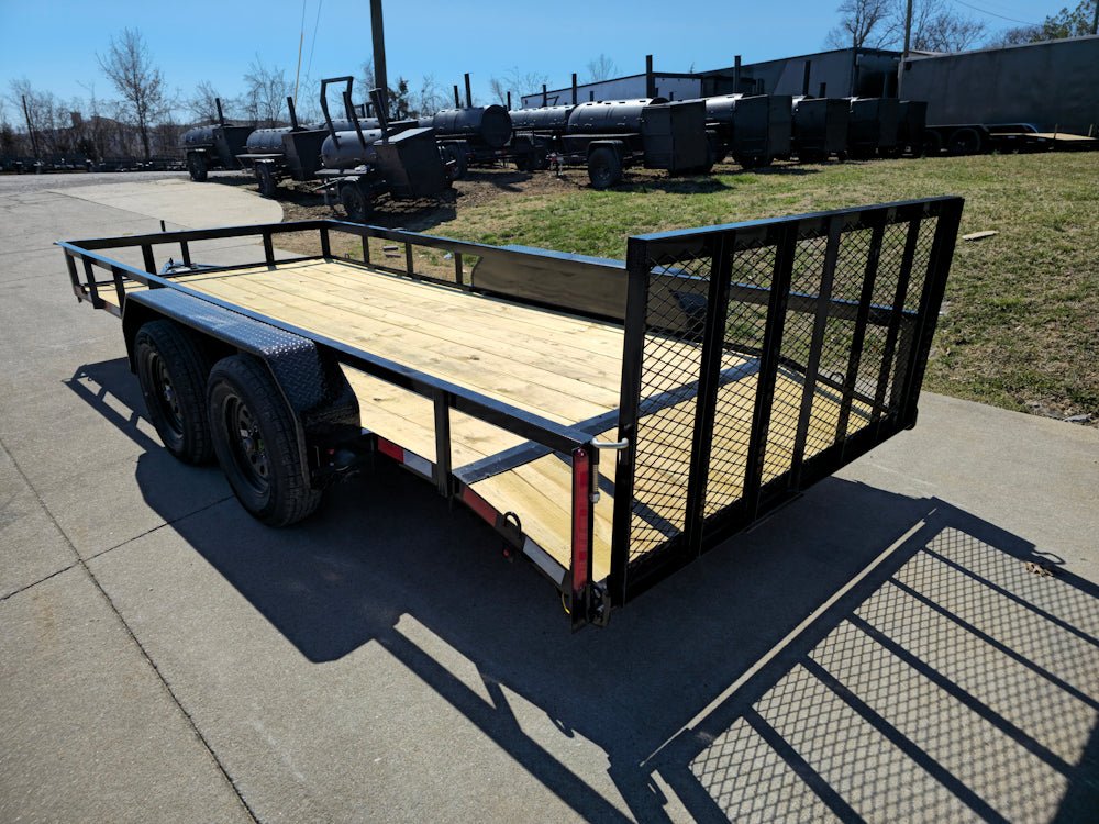 6’4″ x 16 Utility Trailer Double Axle Dovetail With Gate Powder Coated (2) 3500lb Axles image 2