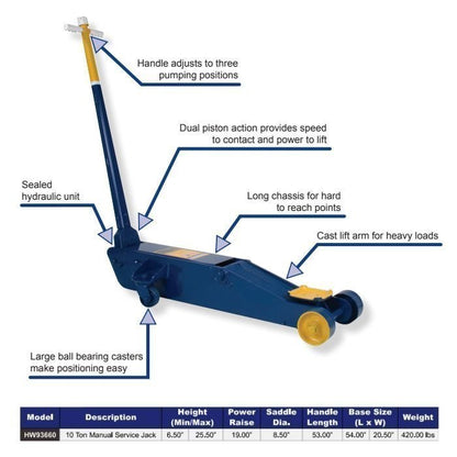 Hein-Werner 10-Ton Long Chassis Service Jack image 1