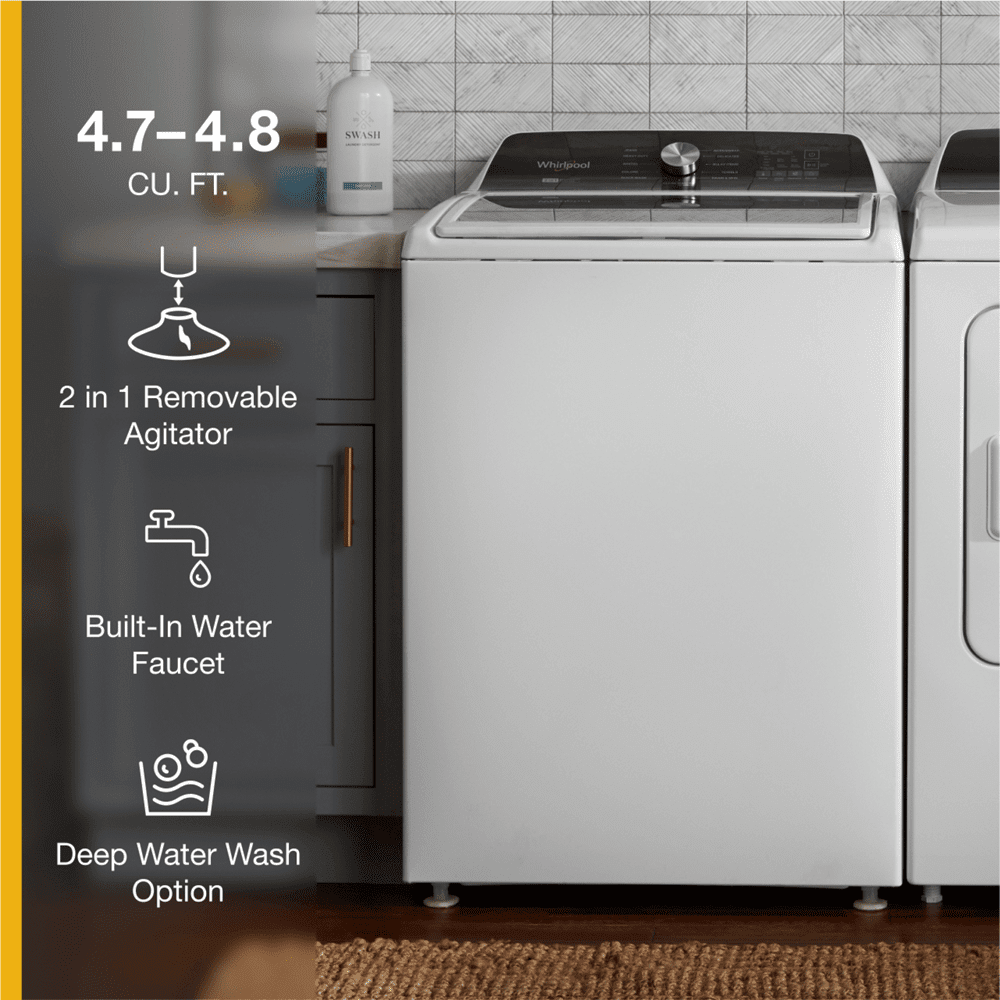 Whirlpool WTW5057LW 4.7 – 4.8 Cu. ft. Top Load Washer w/ Removable Agitator image 2