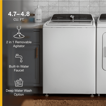Whirlpool WTW5057LW 4.7 – 4.8 Cu. ft. Top Load Washer w/ Removable Agitator image 2