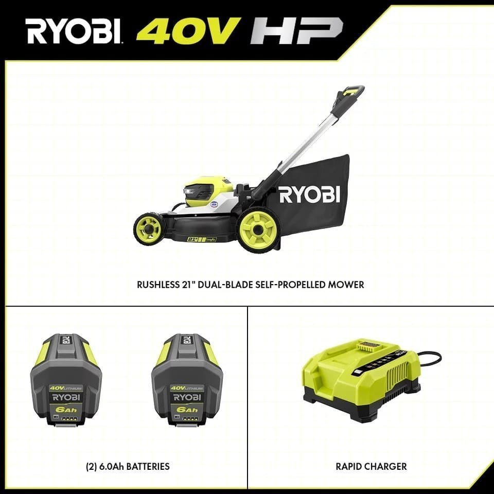 40V HP Brushless 21″ Cordless Battery Self-Propelled Lawn Mower with Dual Blades image 4