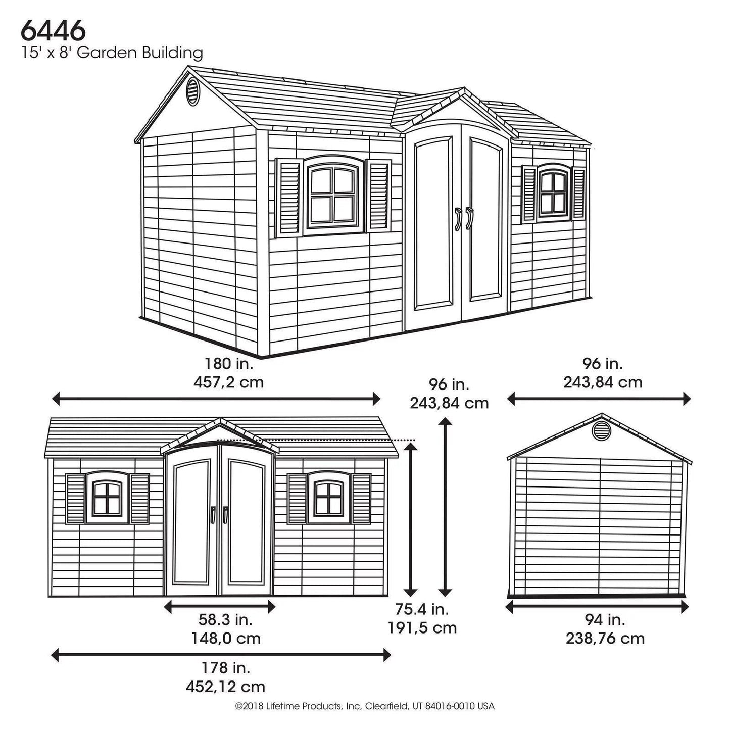Lifetime 15 ft. x 8 ft. Outdoor Garden Storage Shed with Double Doors & Skylights image 1