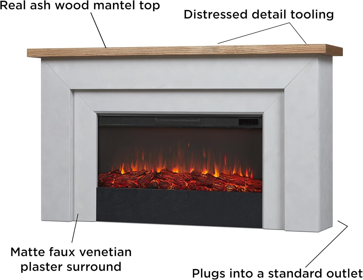 Real Flame Malie 68″ Electric Fireplace with Mantel & Remote Control image 2