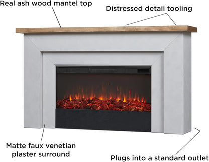 Real Flame Malie 68″ Electric Fireplace with Mantel & Remote Control image 2