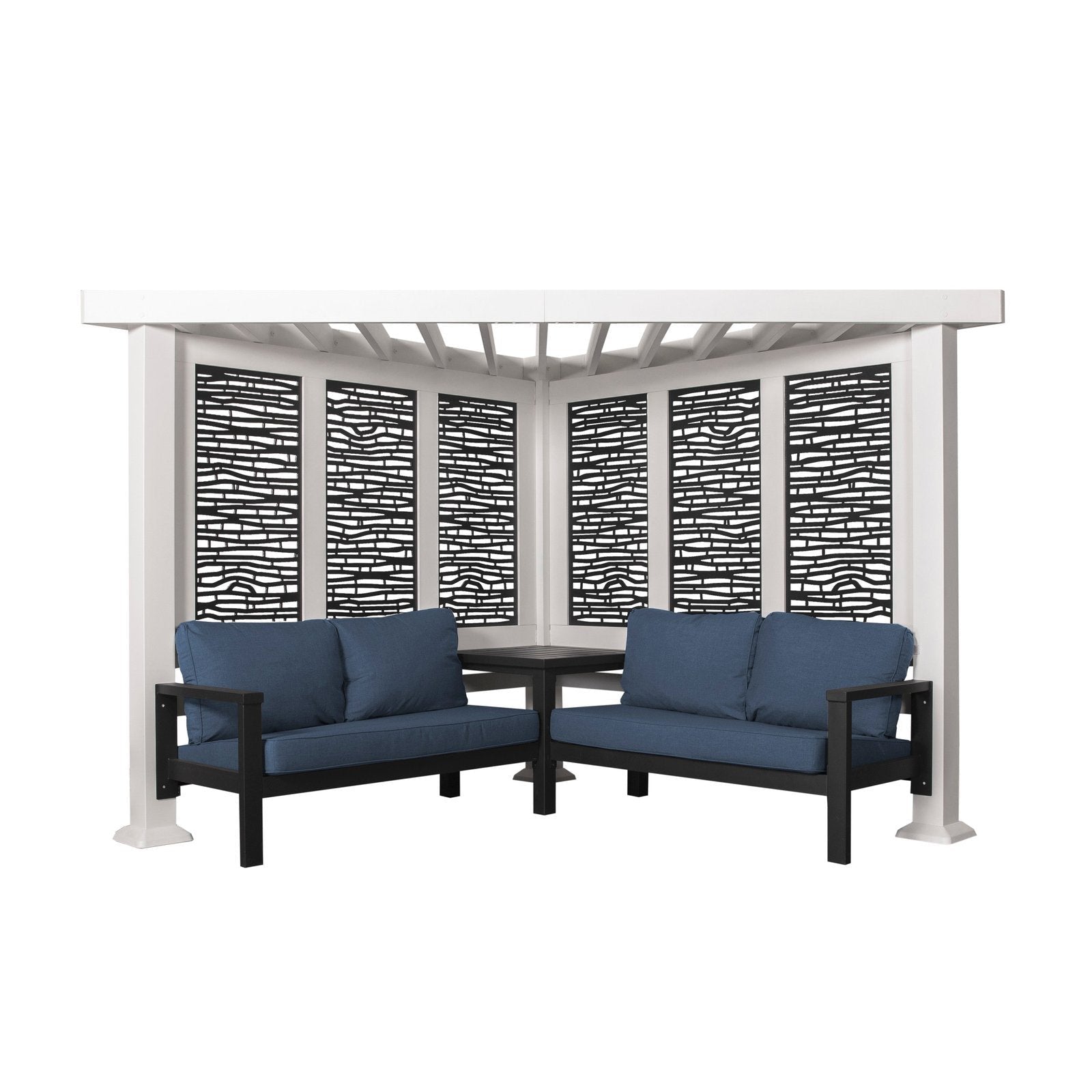 Ridgedale Modern Steel Cabana Pergola with Conversational Seating image 3