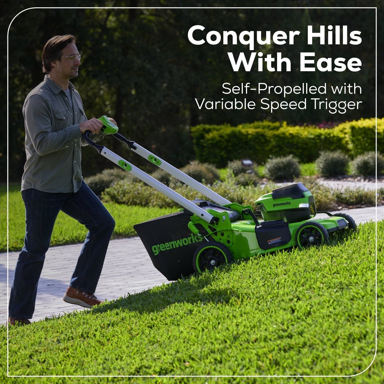 Greenworks 60V 21″ Self Propelled Lawn Mower with (1) 8.0 Ah Battery & Rapid Charger 2546402 image 1