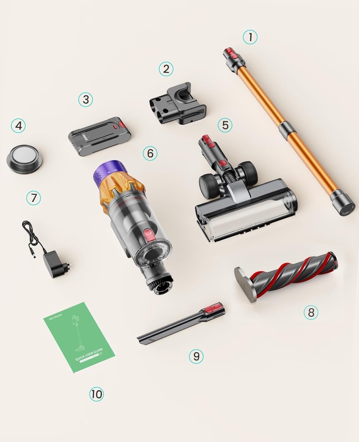 Cordless Vacuum Cleaner, 550W 45KPA 60 Mins Runtime Self-Standing Vacuum image 4