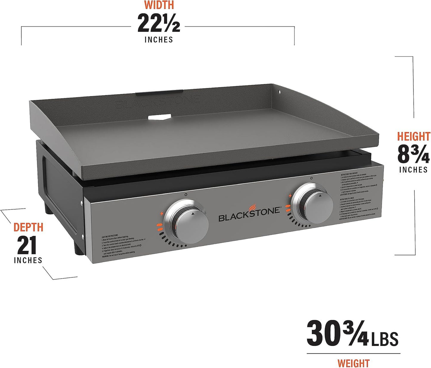 Blackstone 22″ Portable Tabletop Griddle – Dual Burner Flat Top Grill, 24,000 BTU Propane with Stainless Steel Faceplate & Rear Grease System image 9