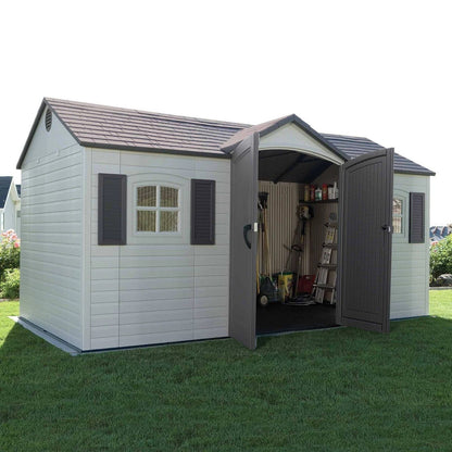 Lifetime 15 ft. x 8 ft. Outdoor Garden Storage Shed with Double Doors & Skylights image 3