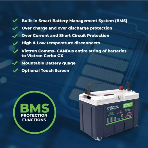 12V 120AH Group 27 LiFePO4 Battery Cranking & Deep Cycle Lithium Battery (Dual Purpose) image 1