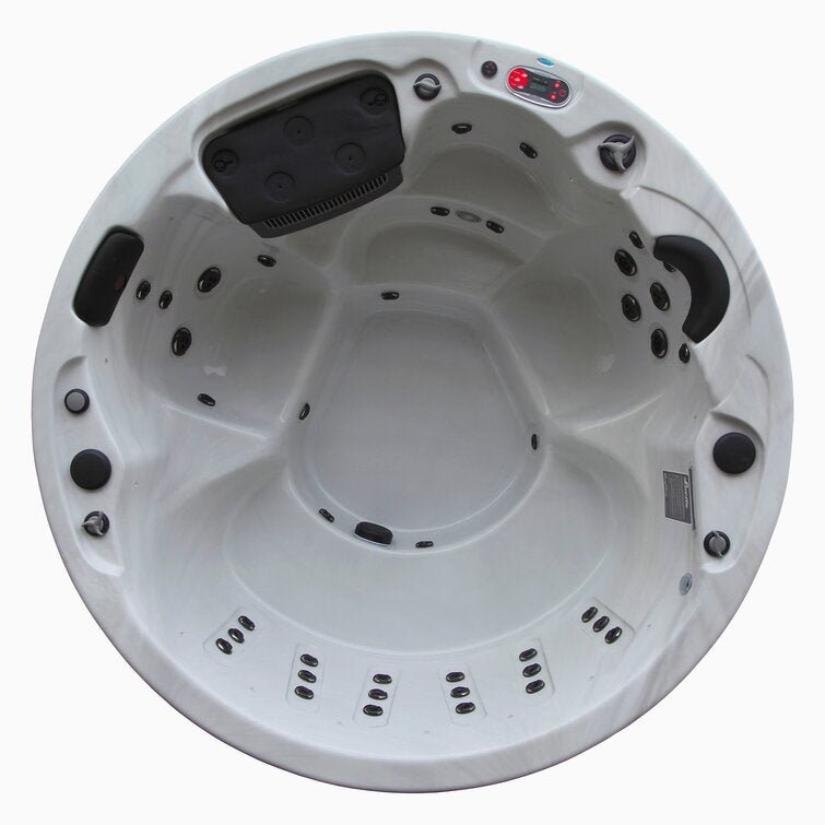 Canadian Spa Co 5 – Person 38 – Jet Acrylic Round Hot Tub with Ozonator and Built-In Speaker in Sterling Silver, Walnut image 1