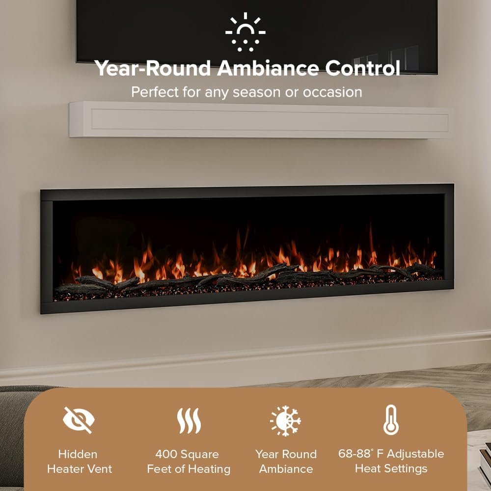 Modern Ember Highmark 60-Inch Smart Linear Electric Fireplace, WiFi & 10-Color Flames image 15