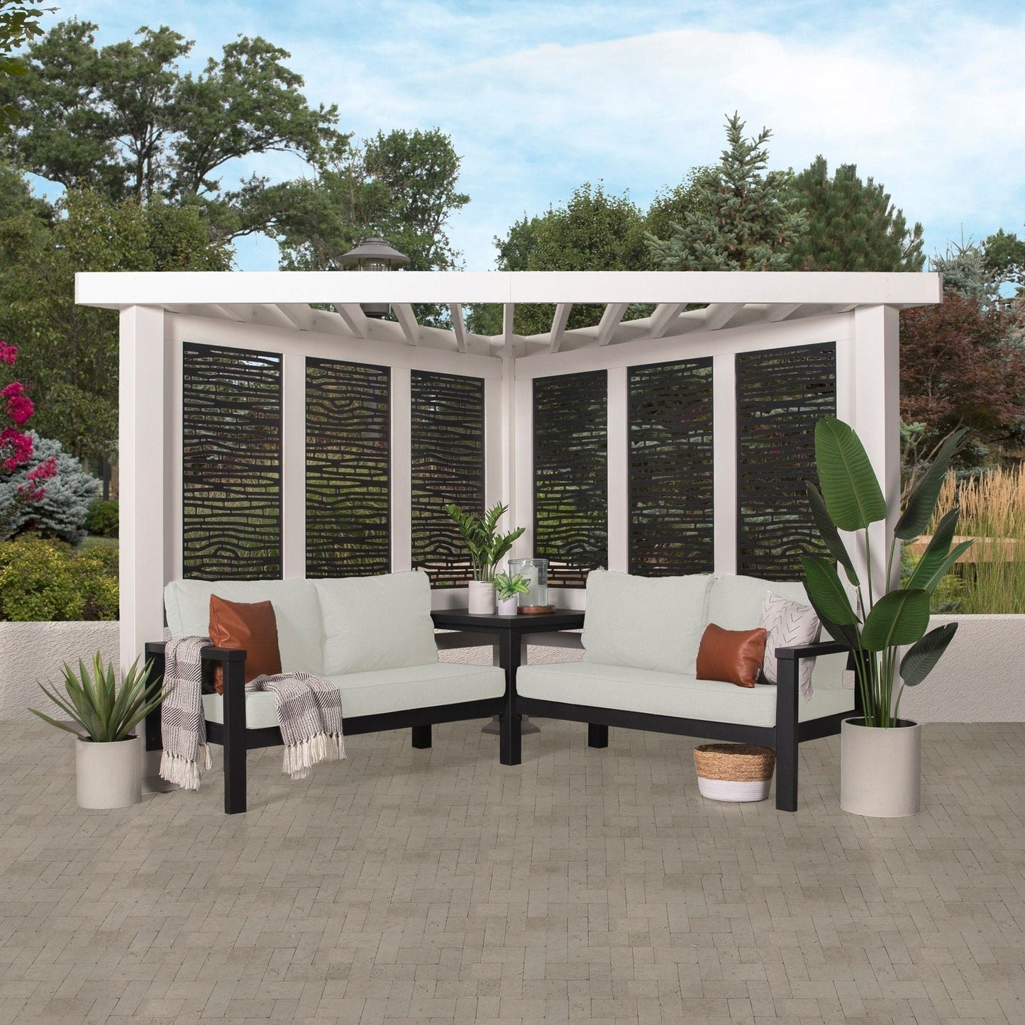 Ridgedale Modern Steel Cabana Pergola with Conversational Seating image 1