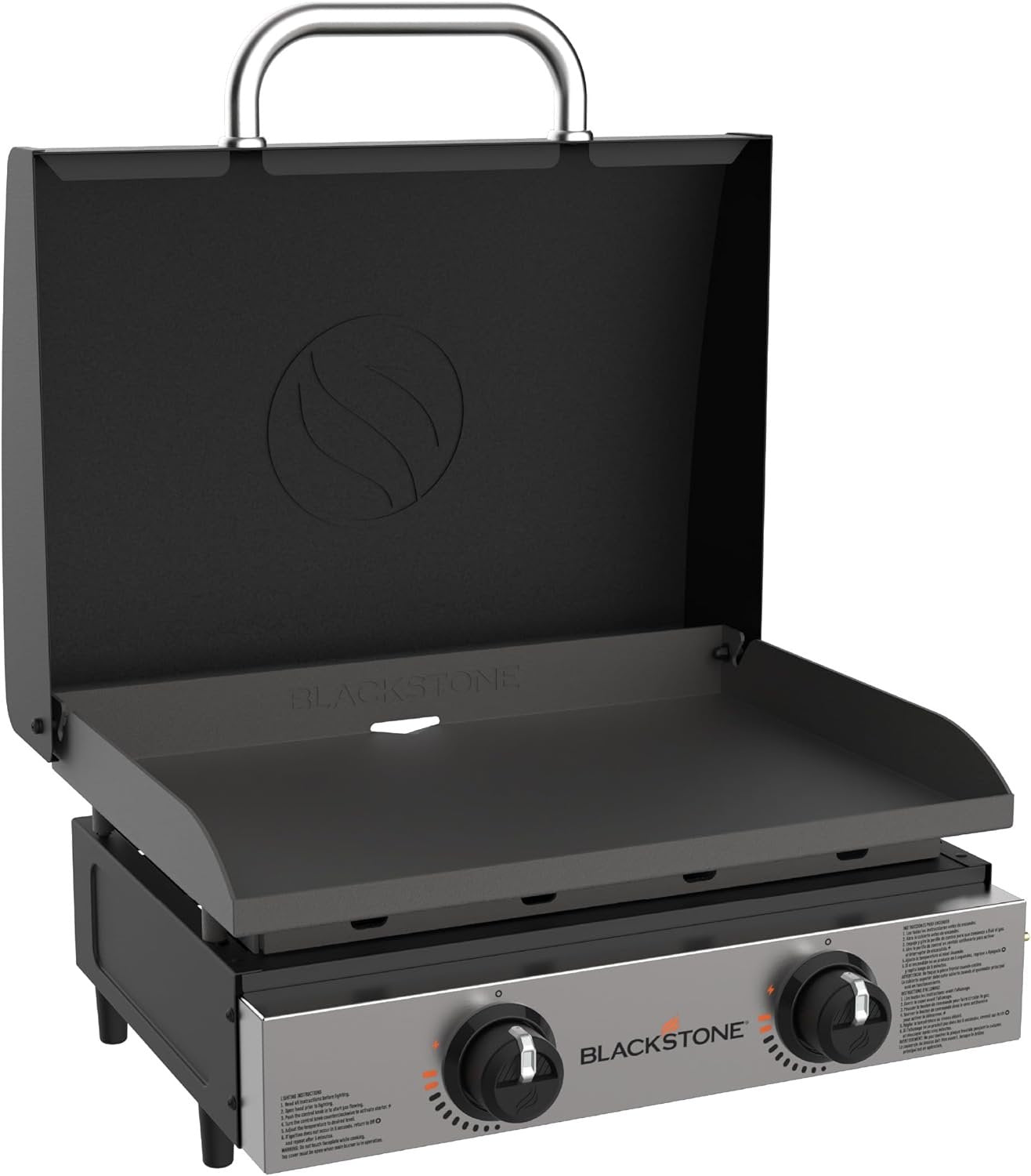 Blackstone 22″ Portable Tabletop Griddle – Dual Burner Flat Top Grill, 24,000 BTU Propane with Stainless Steel Faceplate & Rear Grease System image 12