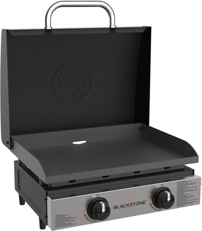 Blackstone 22″ Portable Tabletop Griddle – Dual Burner Flat Top Grill, 24,000 BTU Propane with Stainless Steel Faceplate & Rear Grease System image 12