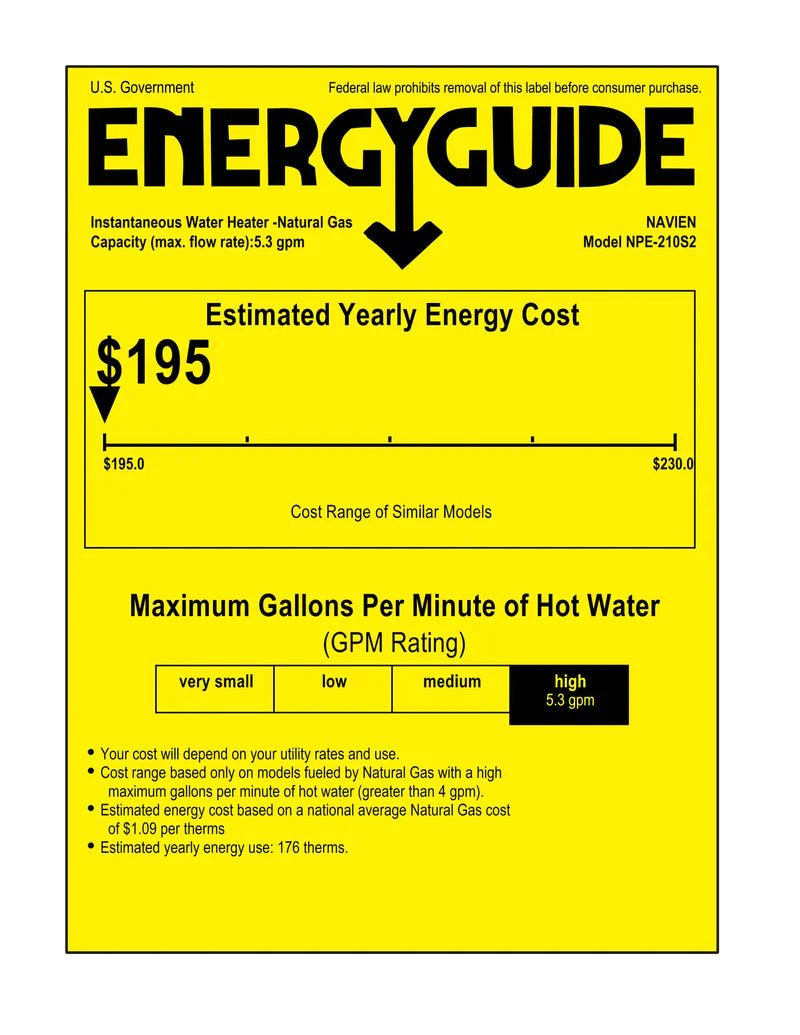 Navien NPE-210S2 High efficiency Condensing Tankless Water Heater image 1