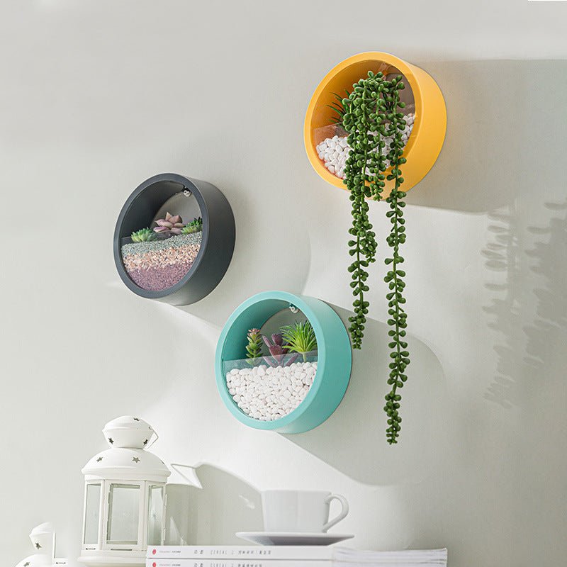 Round Iron Wall Vase Hanging Planter for Flowers and Succulents – Decorative Wall Art Flower Pot image 3