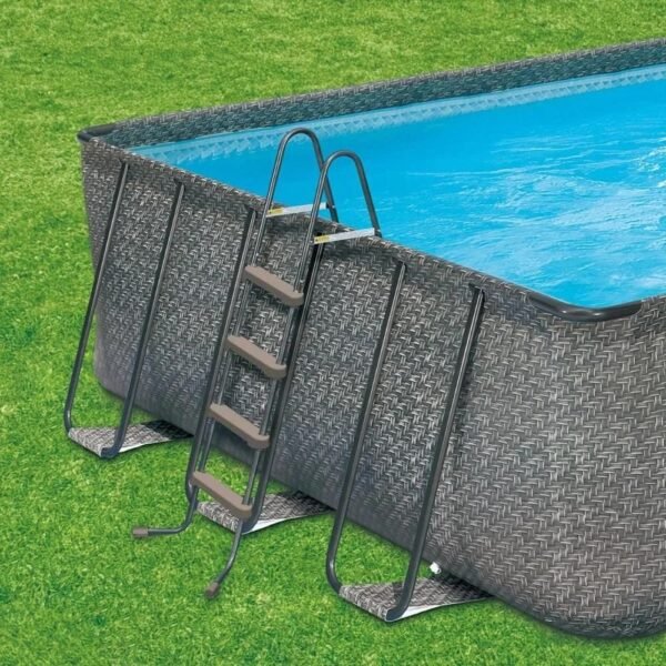 Summer Waves 32ft x 16ft x 52in Rectangle Frame Above Ground Swimming Pool Set image 2