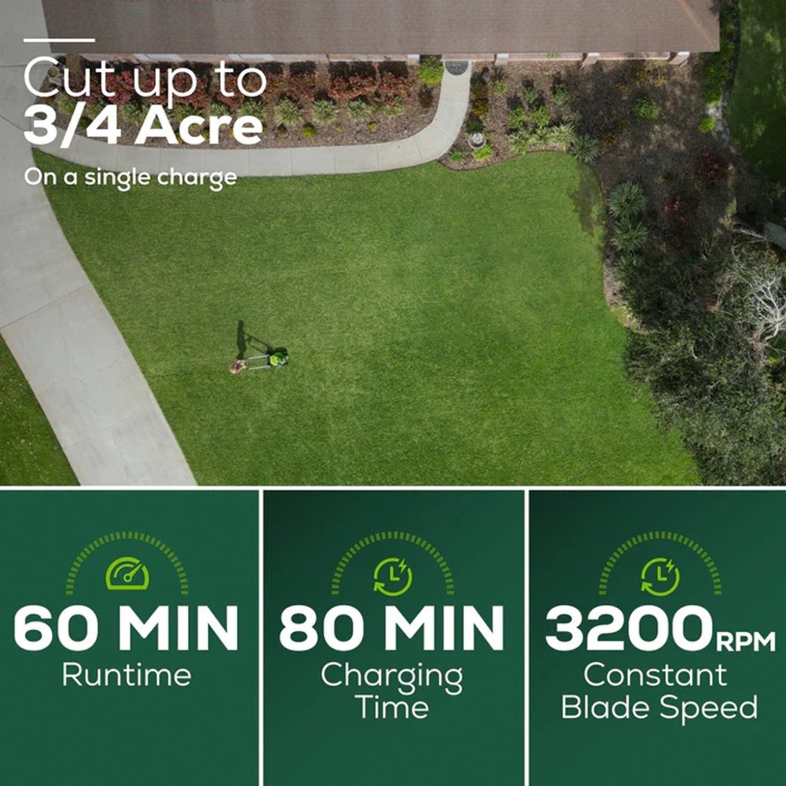 Greenworks 60V 21″ Brushless Self-Propelled Battery Powered Lawn Mower + (2) 4.0Ah Batteries & Dual Port Charger image 4