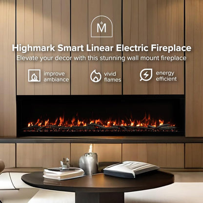 Modern Ember Highmark 60-Inch Smart Linear Electric Fireplace, WiFi & 10-Color Flames image 1