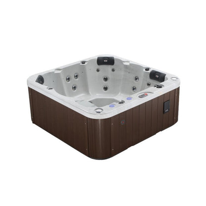 Canadian Spa Co 6 – Person 27 – Jet Acrylic Square Plug And Play Hot Tub with Ozonator and Built-In Speaker in White Cloud, Hazelnut image 0
