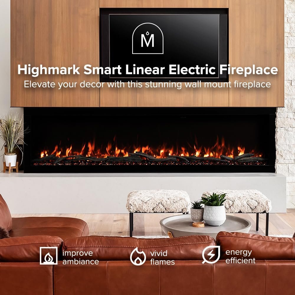 Modern Ember Highmark 60-Inch Smart Linear Electric Fireplace, WiFi & 10-Color Flames image 37