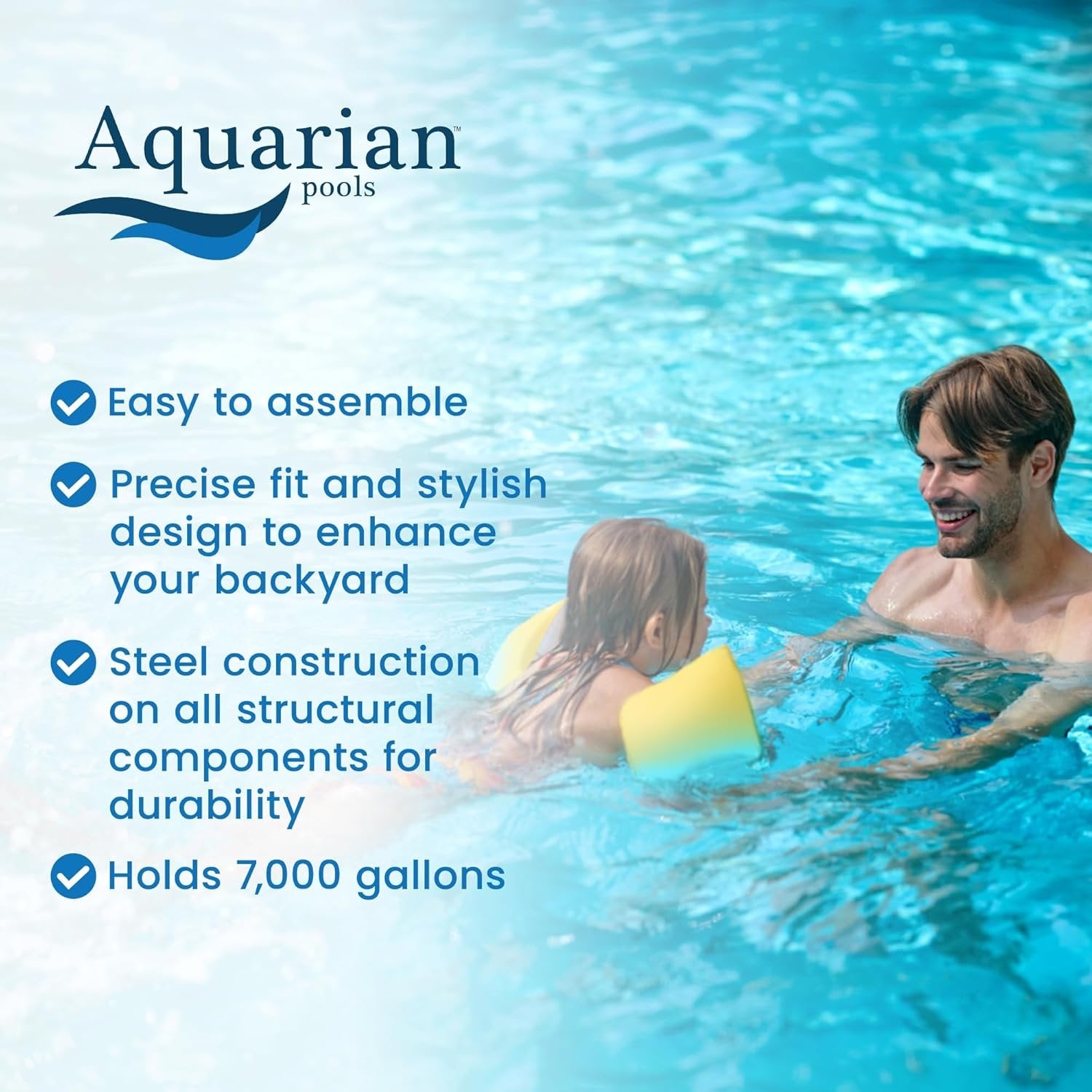 Aquarian 21ft x 52in Round Steel-Frame Above Ground Swimming Pool – Phoenix Series, DIY Outdoor Backyard Pool image 2