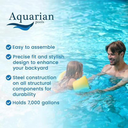 Aquarian 21ft x 52in Round Steel-Frame Above Ground Swimming Pool – Phoenix Series, DIY Outdoor Backyard Pool image 2