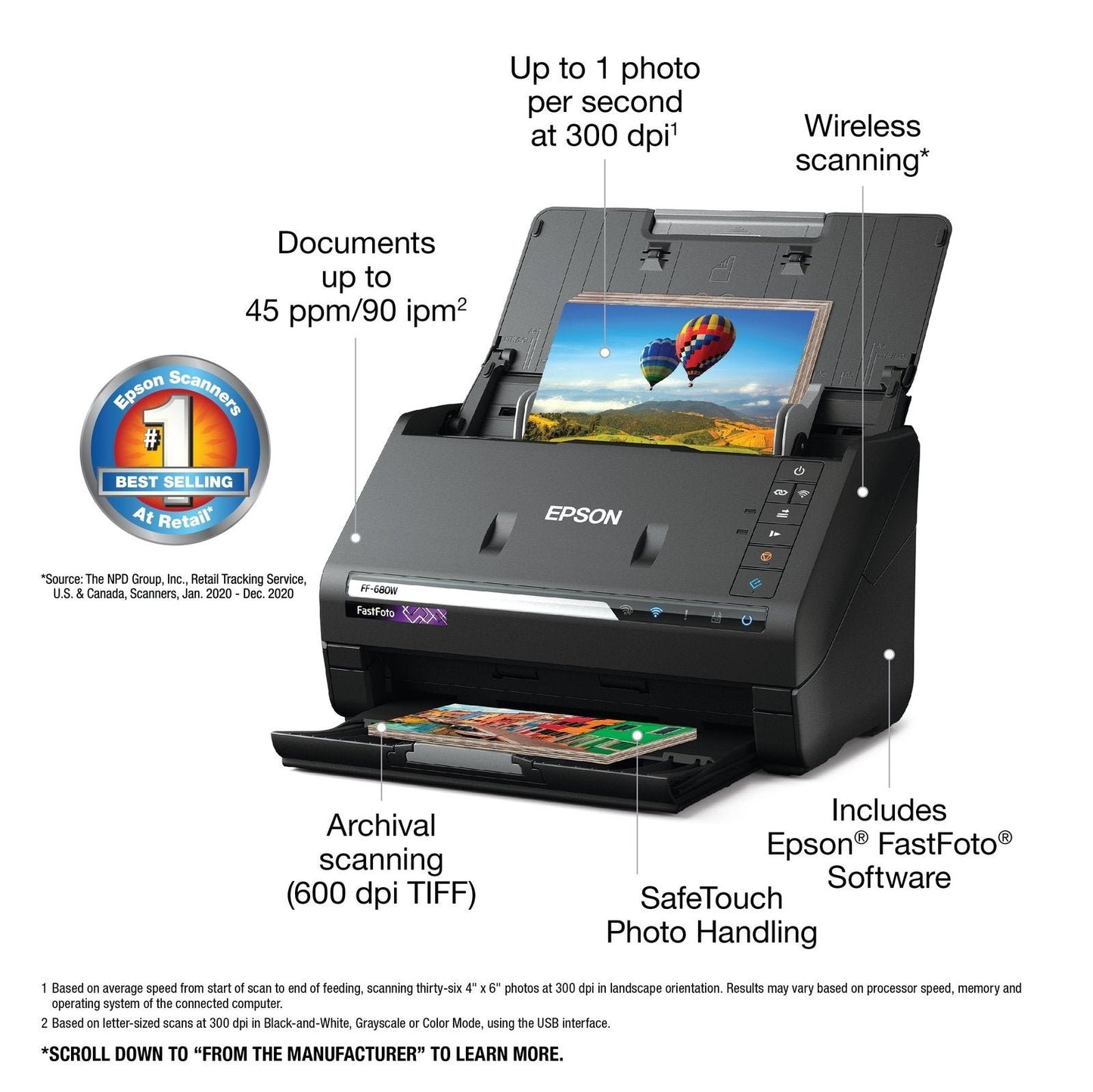 Epson FastFoto FF-680W Wireless High-speed Photo and Document Scanning System image 3