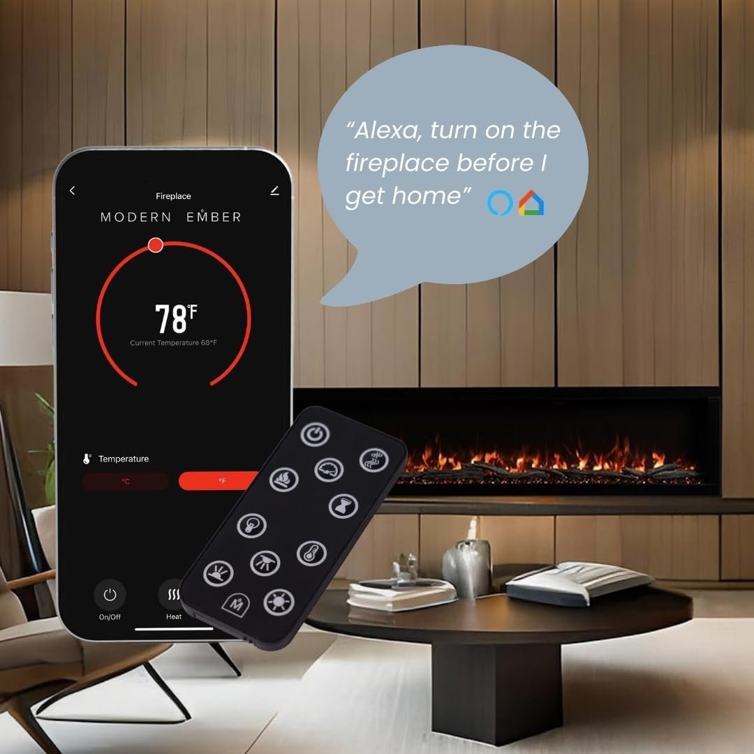 Modern Ember Highmark 60-Inch Smart Linear Electric Fireplace, WiFi & 10-Color Flames image 5