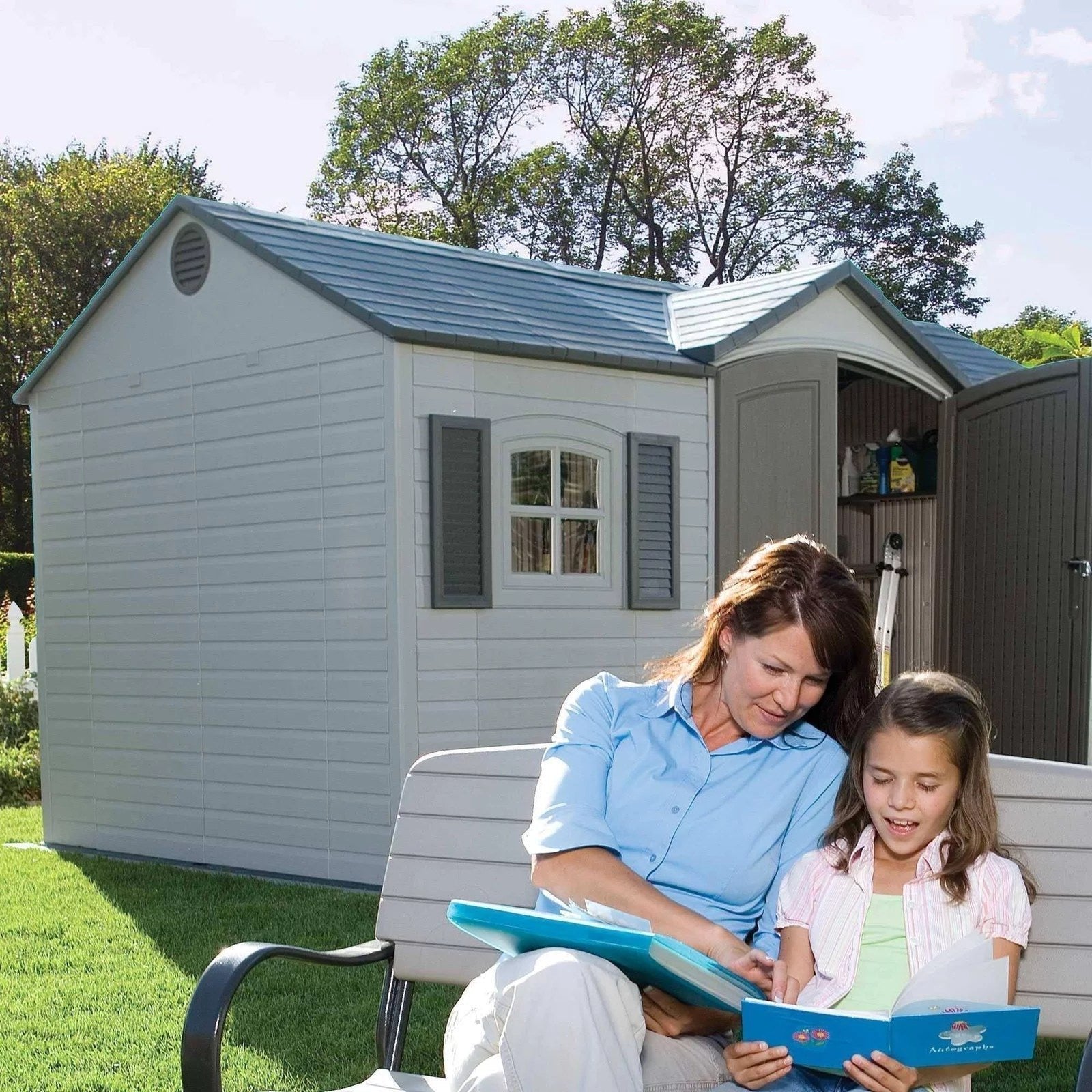 Lifetime 15 ft. x 8 ft. Outdoor Garden Storage Shed with Double Doors & Skylights image 4