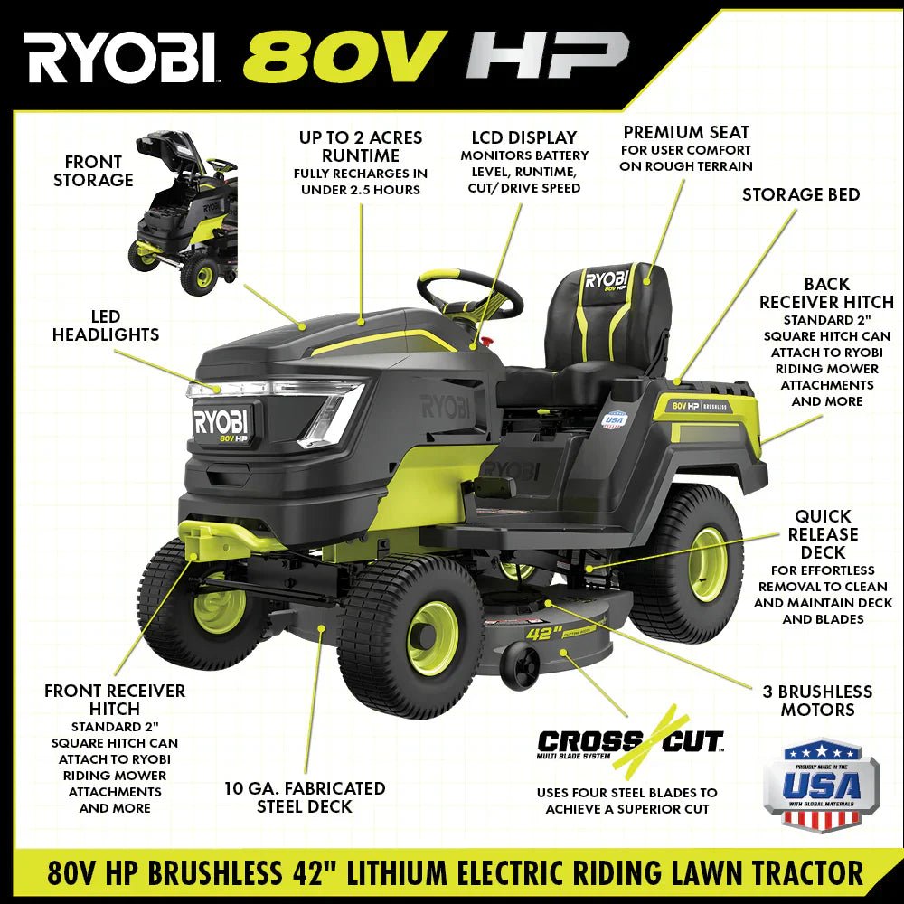 Brushless 80V Hp 46-Inch Cordless Lawn Tractor Battery Powered image 18
