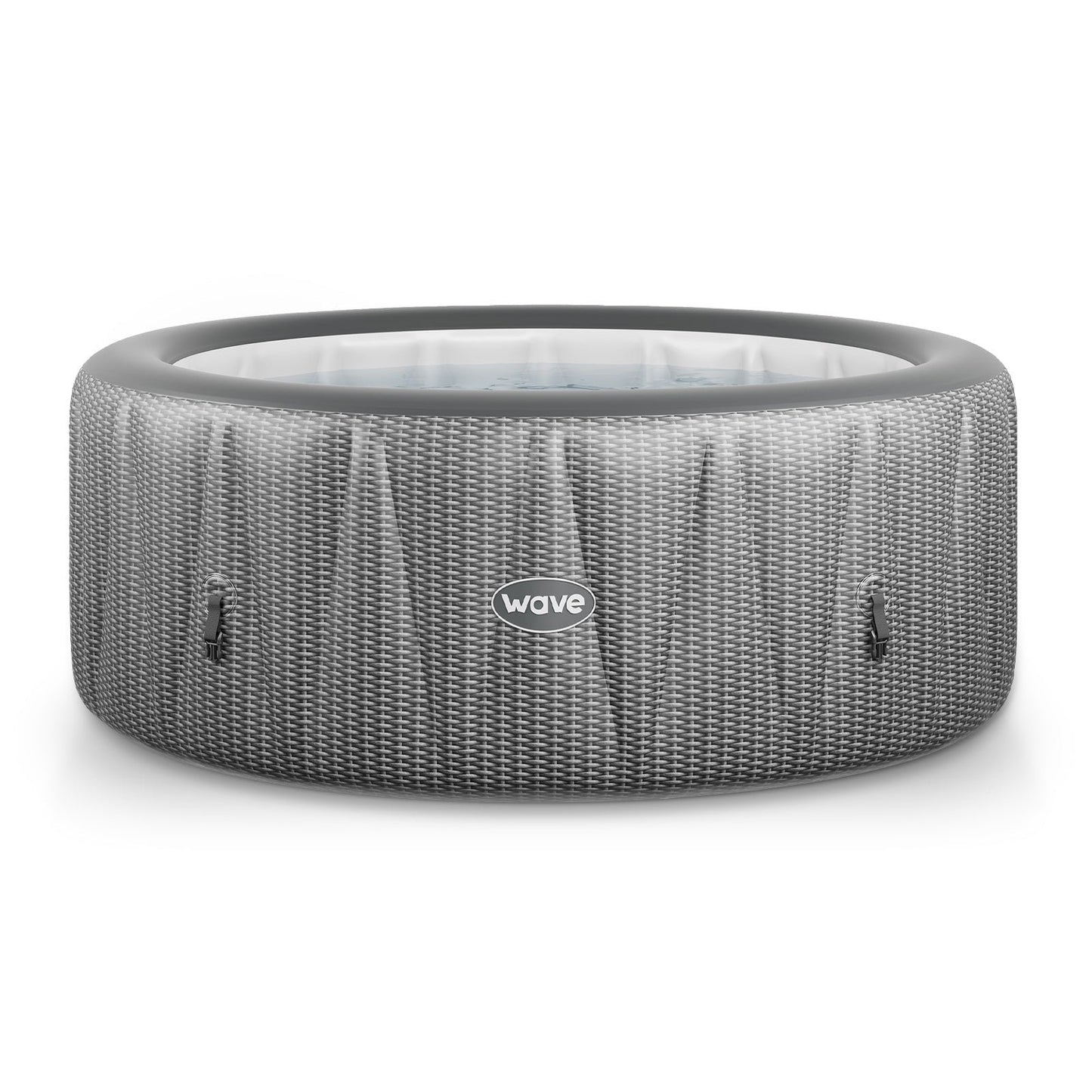 Wave Atlantic 6-Person Inflatable Hot Tub | Integrated Eco Heater | 130 Aquajet Massage System | Anti-Freeze Protection | Quick 15-Minute Setup | Gray Rattan image 0