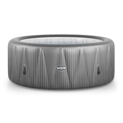 Wave Atlantic 6-Person Inflatable Hot Tub | Integrated Eco Heater | 130 Aquajet Massage System | Anti-Freeze Protection | Quick 15-Minute Setup | Gray Rattan image 0