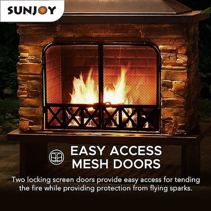 Sunjoy Canyon Wood-Burning Fireplace, Heats 2.14 sq. ft. image 3