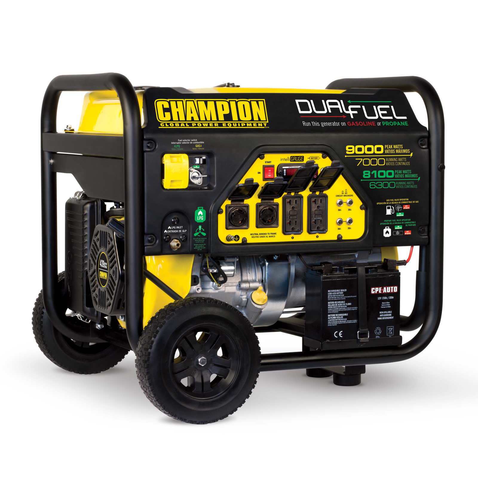 Champion 100155 7000W/9000W Dual Fuel Electric Start Generator Manufacturer RFB image 1